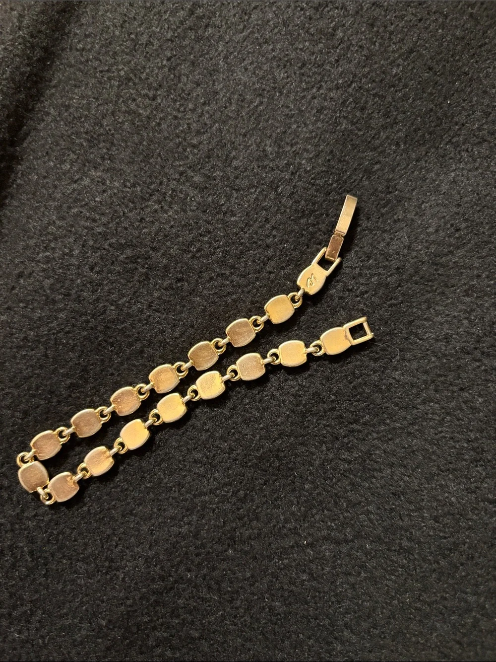 vintage gold-tone chain link bracelet square cabochon-style stones 🍂🍁